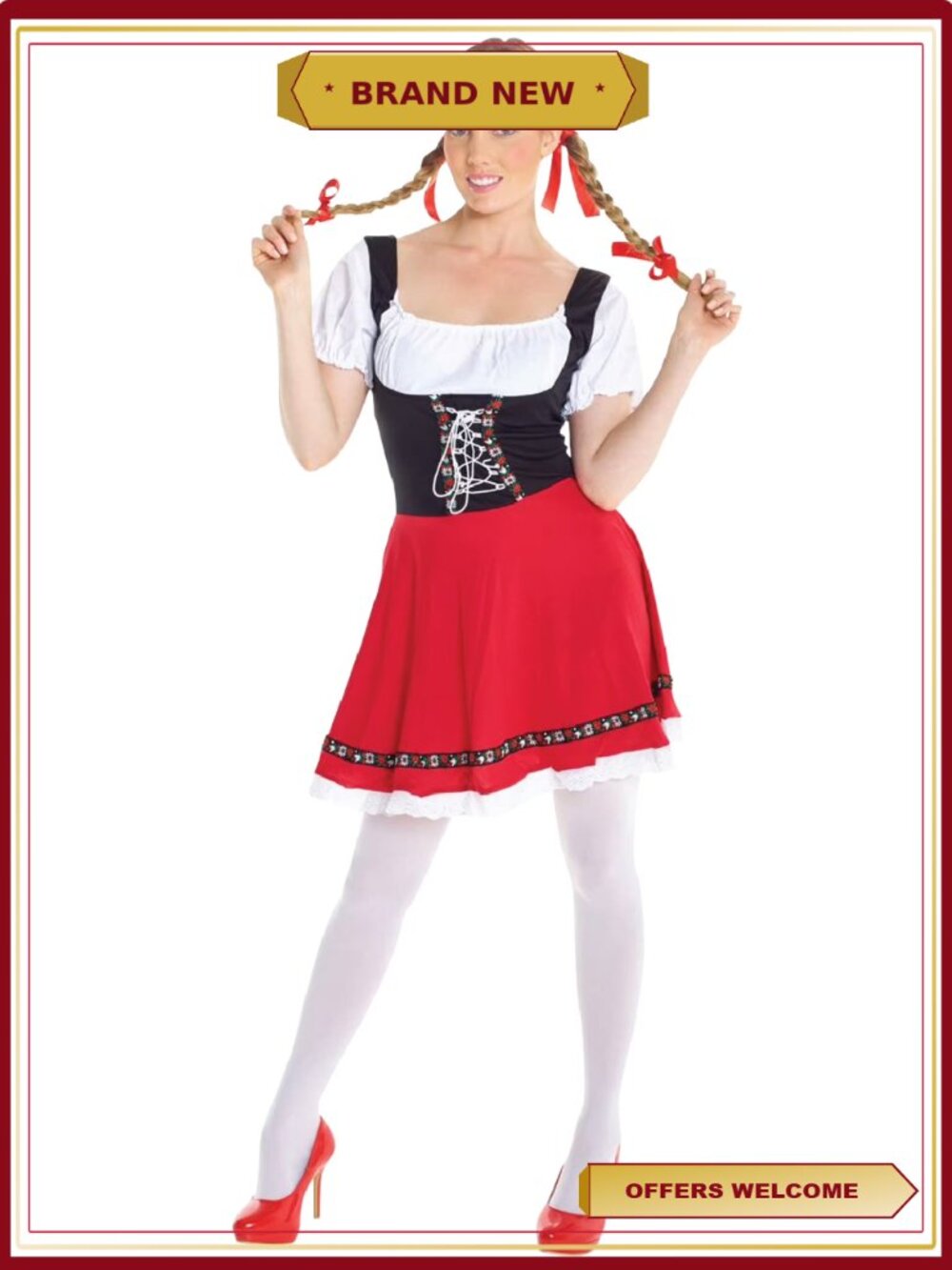 Women's Oktoberfest Costume Dress with Corset Bodice Bavarian Size M